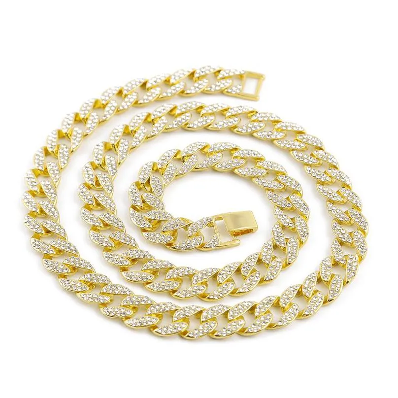 15mm  iced out cuban link necklaces for mens long thick heavy big hip hop women gold silver chains rapper jewelry dropshipping