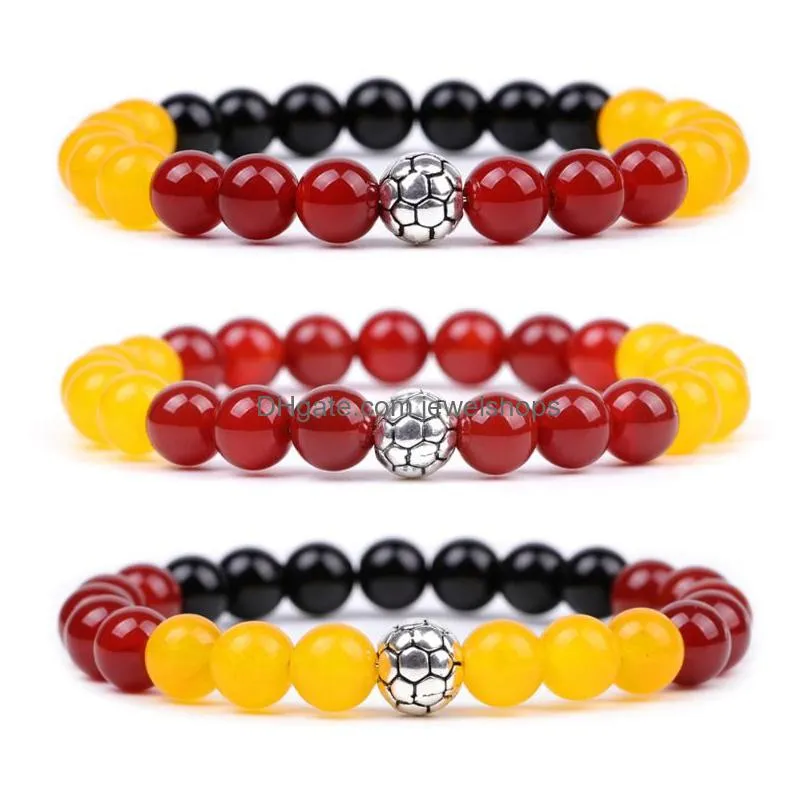 8mm multicolored stone bracelet emperor gemstone soccer football beaded bracelets wristband bangle cuff for men women jewelry