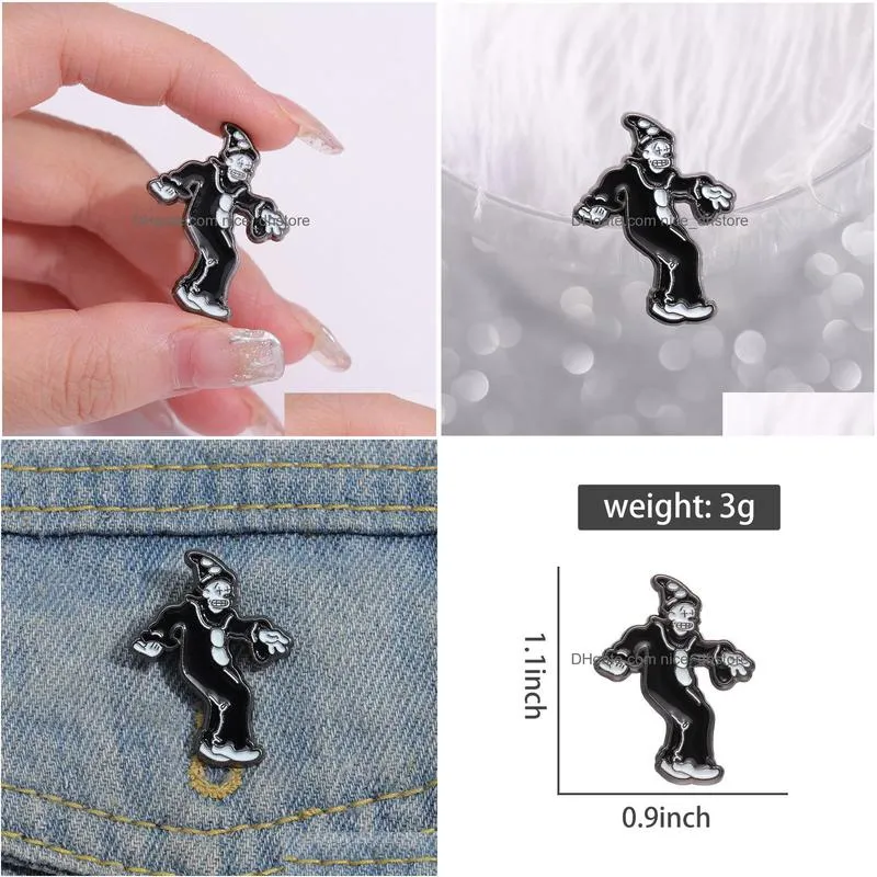 the clown dancing enamel pins humorous interesting custom brooches lapel badges cartoon funny jewelry gift for kids friends