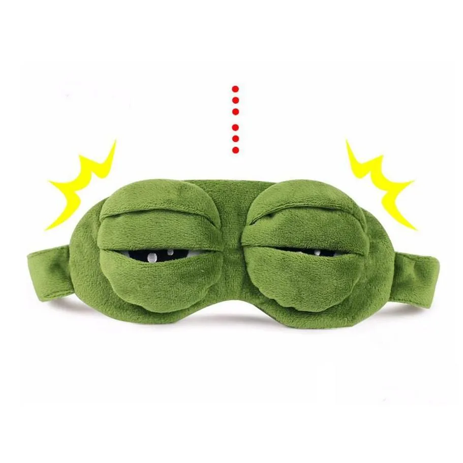 fashion kawaii travel sleep eye mask 3d sad frog padded shade cover sleeping closed/open eye funny mask