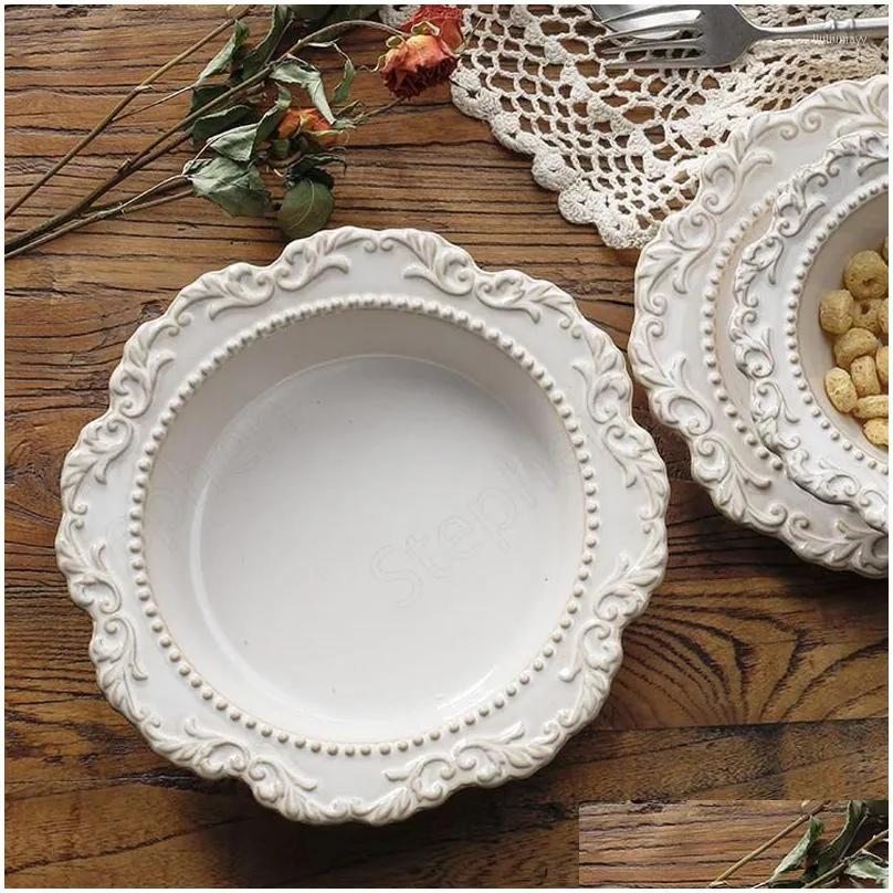 plates baroque vintage ceramic dinner plate nordic modern kiln change carving craft dishes and sets western restaurant tableware