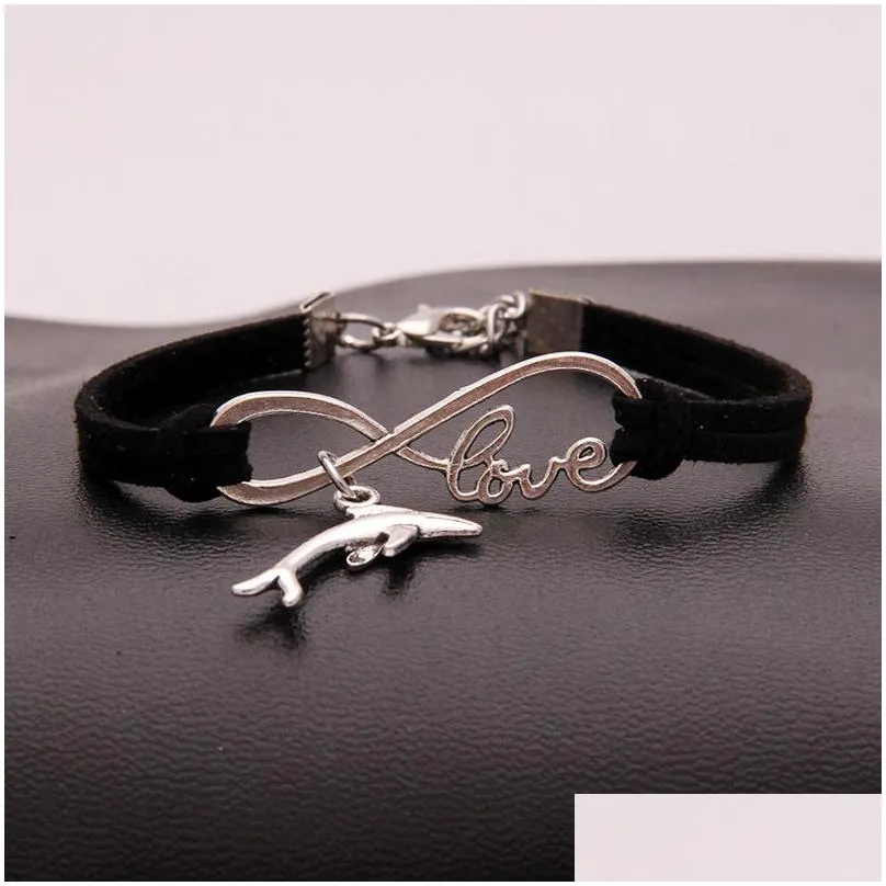 new metal animal  charm bracelets women infinity love velvet string rope warp bangle for men s simple jewelry in bulk