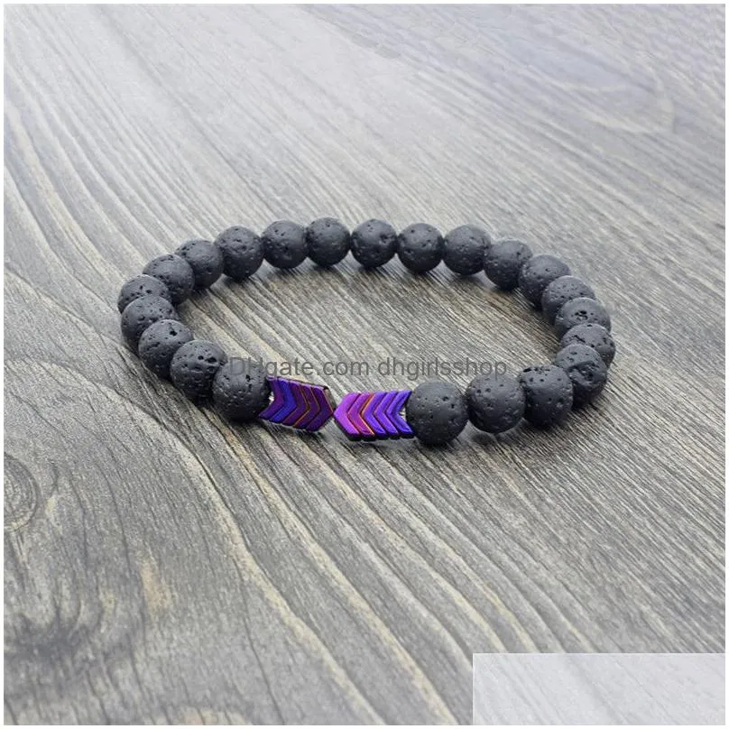 update colorful arrow strand bracelet lava stone essential oil diffuser bracelets women mens fashion jewelry