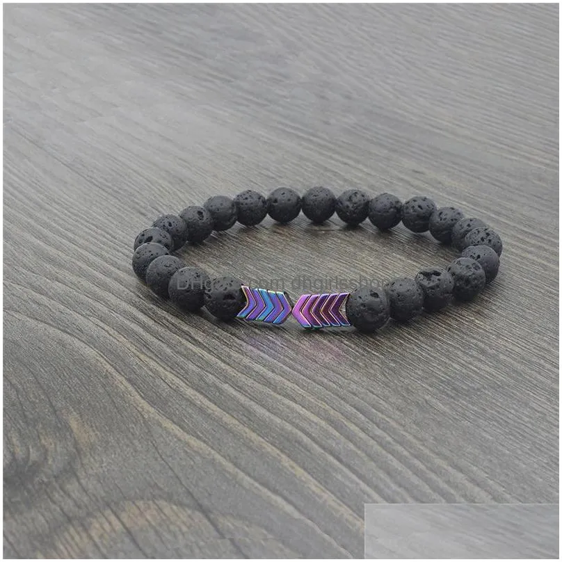 update colorful arrow strand bracelet lava stone essential oil diffuser bracelets women mens fashion jewelry