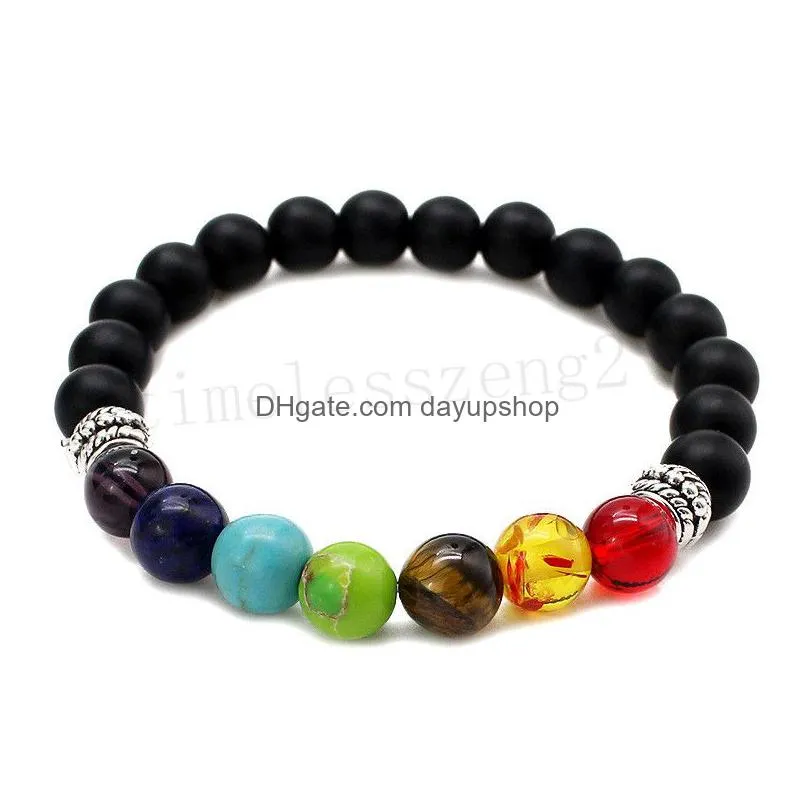 yoga energy bracelet colorful volcanic stone seven chakra bracelet 8mm natural stone handmade beaded bracelet yoga inspirational jewelry