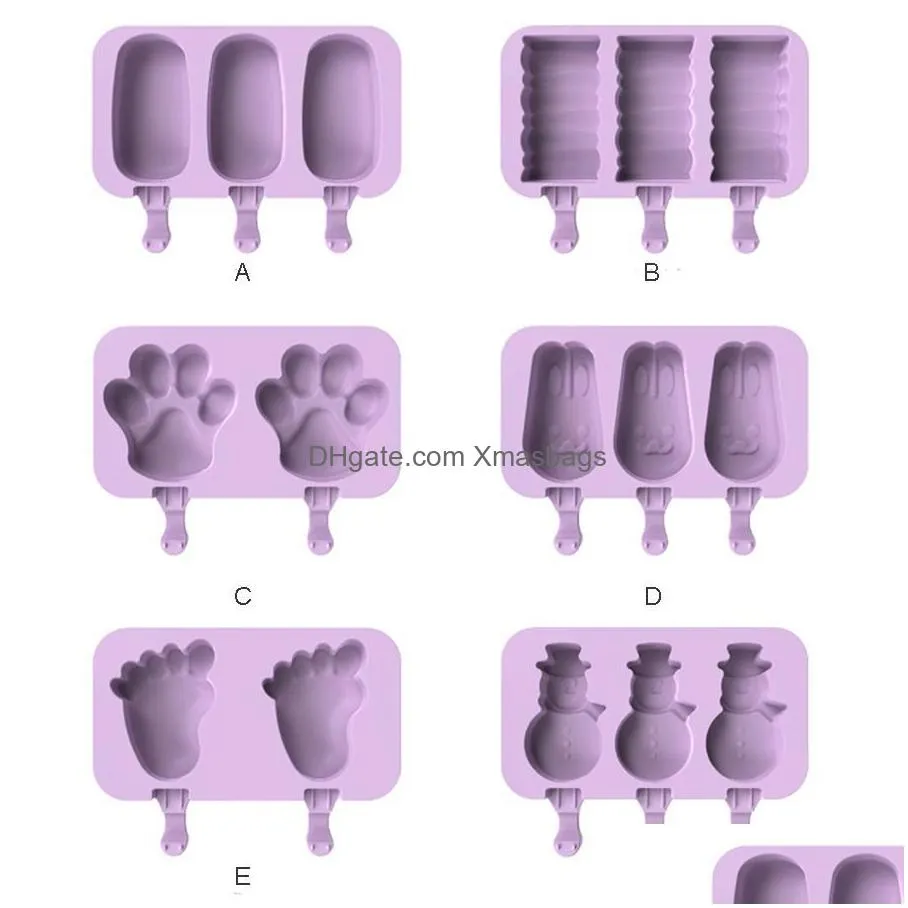 silicone popsicle molds tools diy homemade cartoon ice cream maker mould with 50 wood stick jk2006xb