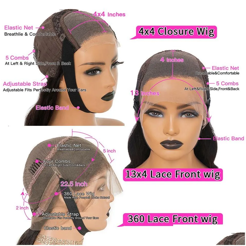 360 HD Kinky Straight Glueless Frontal Wigs 13x4 Lace Front Human Hair Wig Yaki Brazilian Virgin Pre Plucked For Black Women