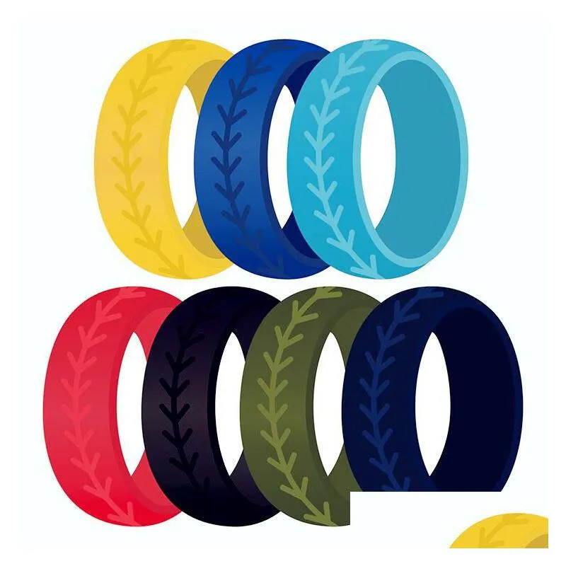 7 colors/lot silicone sports rings unisex personalized softball finger rings for women men wedding engagement fashion jewelry gift