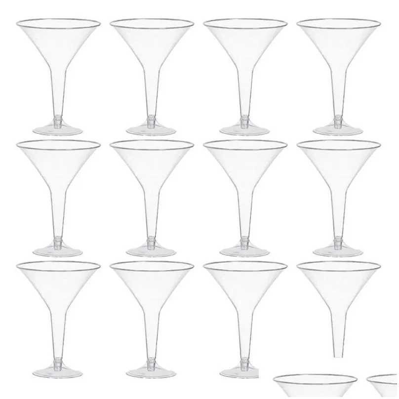 disposable dinnerware 7oz 198.4g plastic martini glass 60pcs transparent mini dessert wine glass