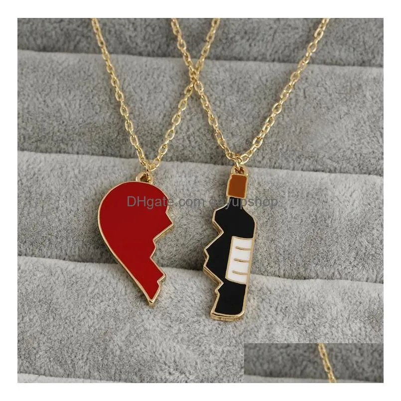 hot heart with wine bottle necklace lover necklace creative collarbone chain fashion accessories nice wedding souvenir birthday gift