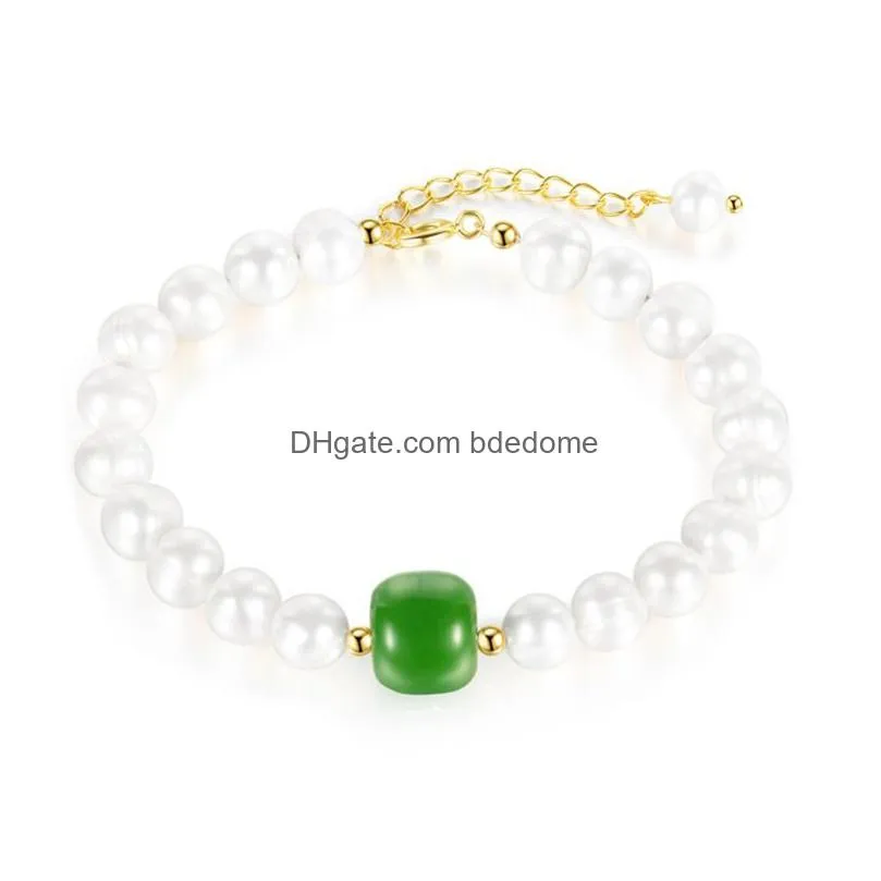 freshwater pearl beaded bracelet simple beads bracelets for women adjustble bangle fashion jewelry