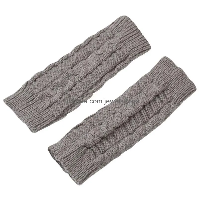 fashion short braid gloves crochet arm fingerless winter mittens women fashion accessories