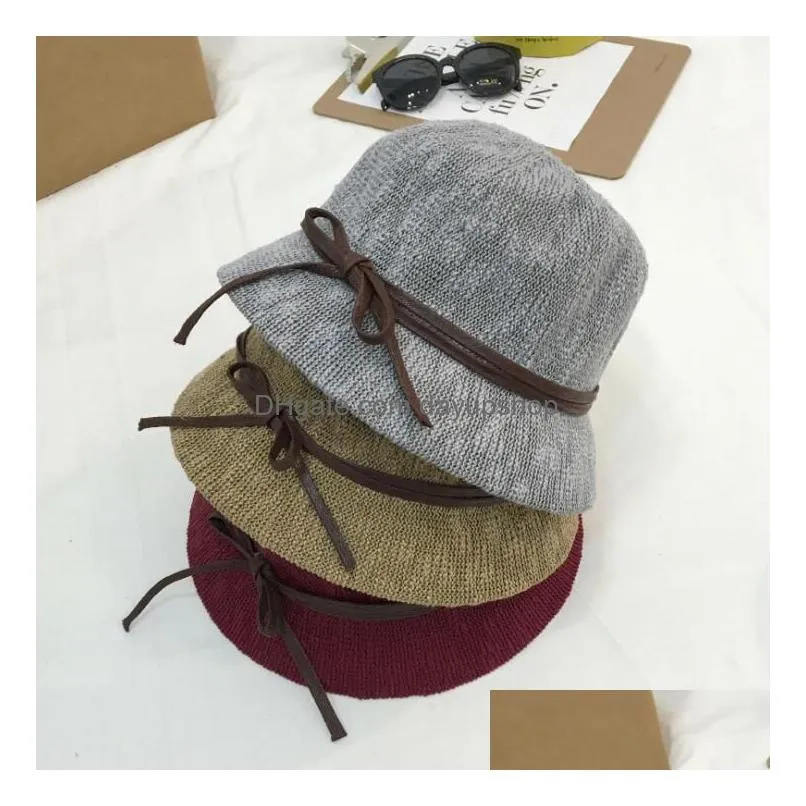 new women bucket hat lady billycock with bowknot beach hats fisherman hat outdoor stingy brim hats sun hat top hats free