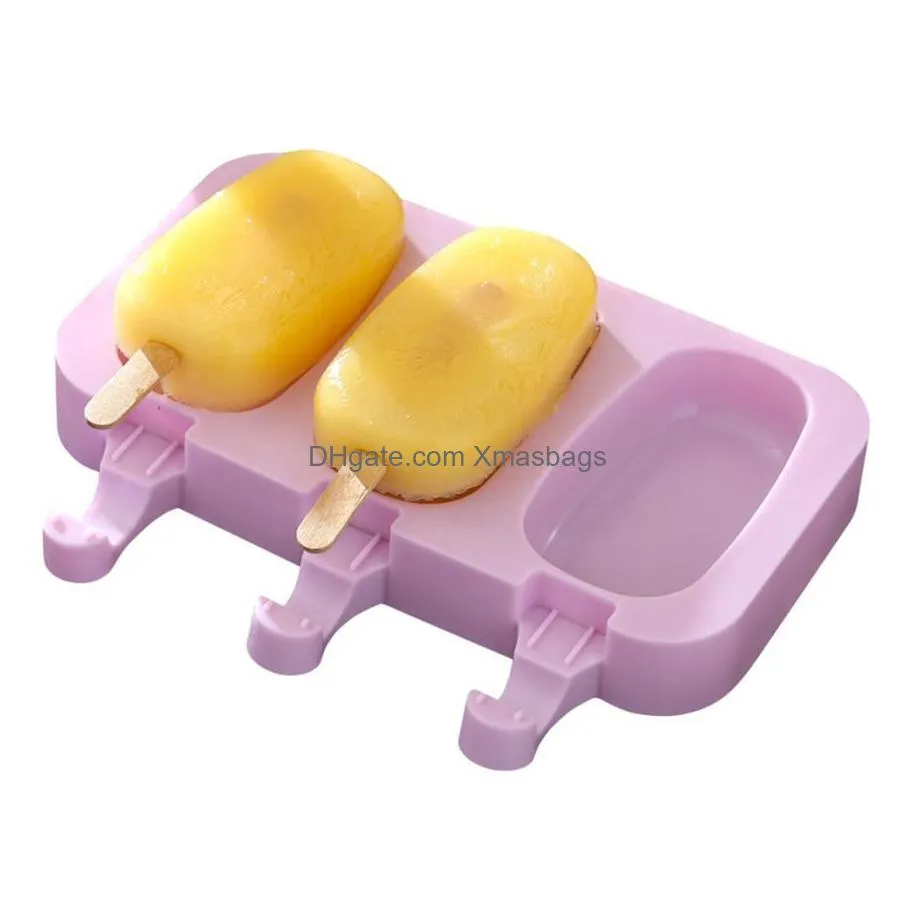 silicone popsicle molds tools diy homemade cartoon ice cream maker mould with 50 wood stick jk2006xb