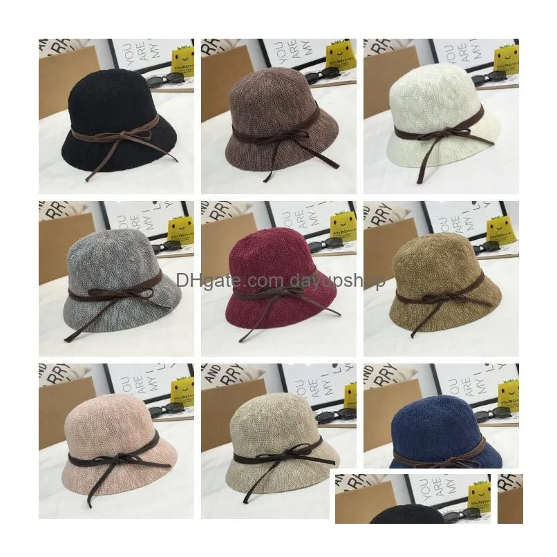 new women bucket hat lady billycock with bowknot beach hats fisherman hat outdoor stingy brim hats sun hat top hats free
