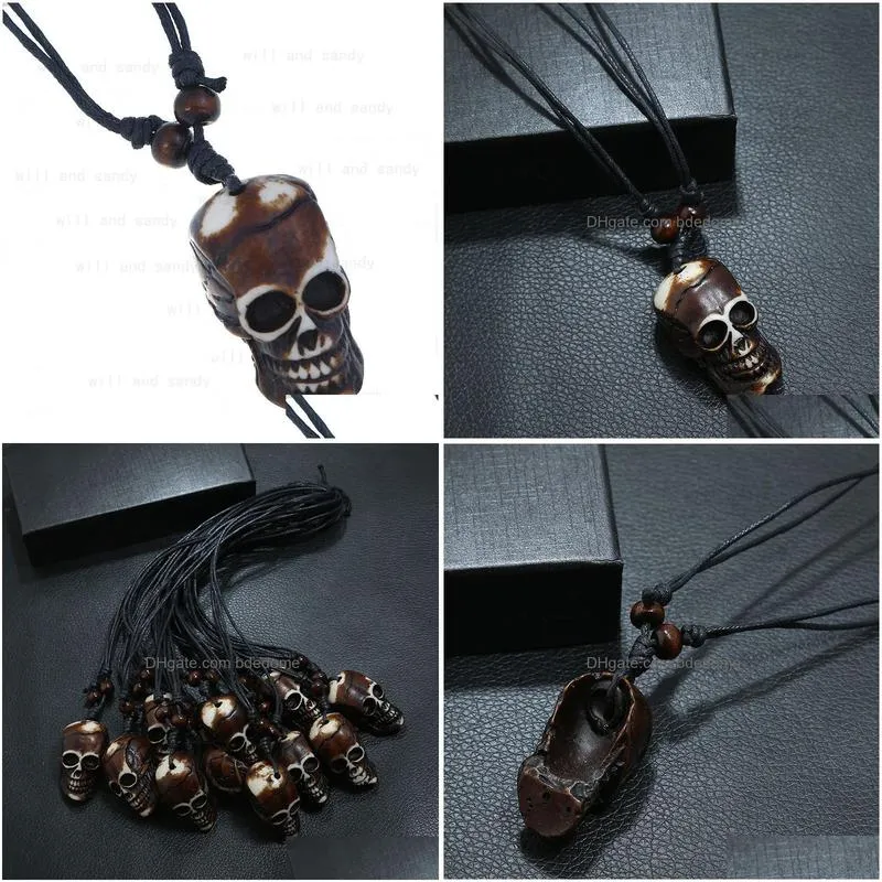 skull head necklaces retro head pendant long chain fashion jewelry necklace for women men halloween jewelry gift