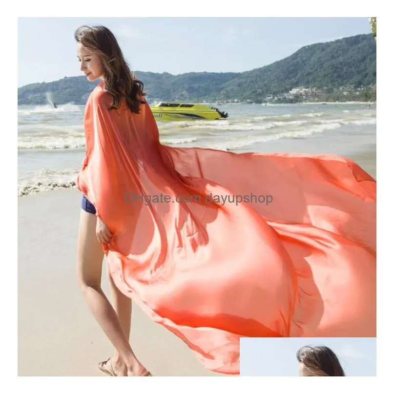 high quality large size women scarves 190*140cm spring summer sunscreen shawl chiffon beach towel warps scarves pashmina sarongs