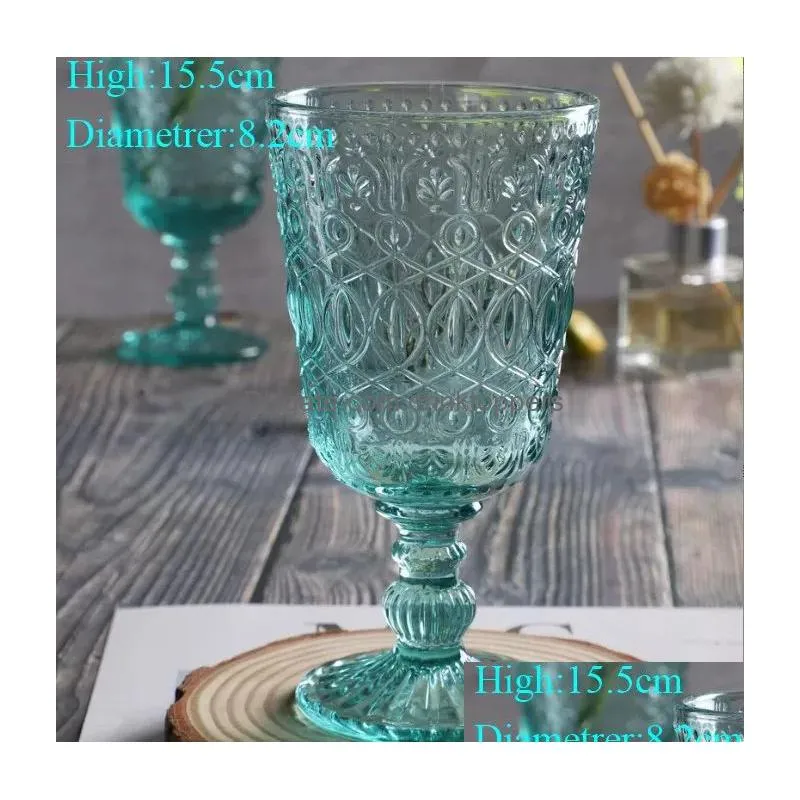 wholesale 270ml european style embossed stained glass wine lamp thick goblets 7 colors wedding decoration gifts fy5882 jn16
