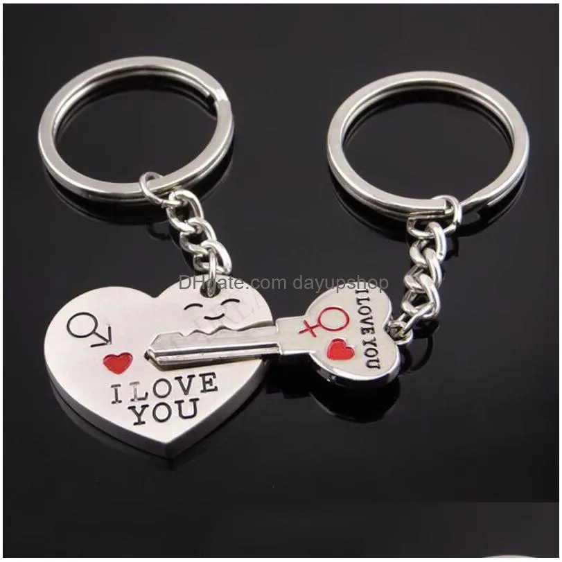 5 styles metal creative lovers keychain i love you heart key ring lover romantic customize car key chain