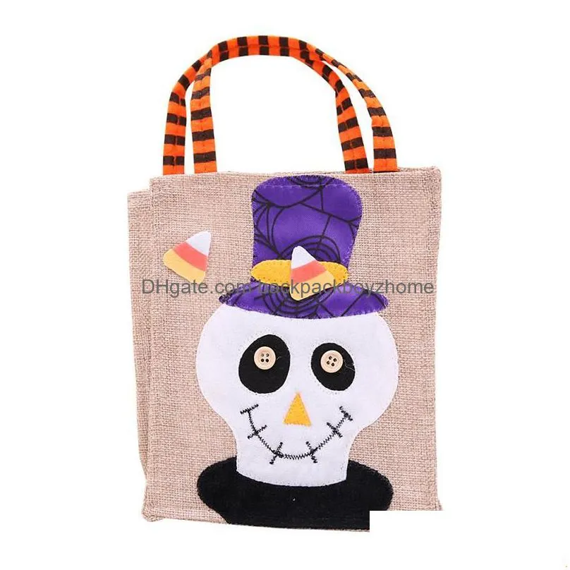 500pcs 26*15cm festive party supplies halloween linen tote bag pumpkin candy storage bags 4 styles halloweens decoration handbag