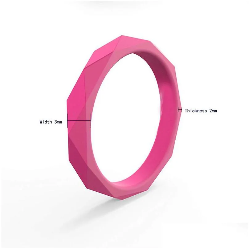 new arrival diamond shape 3mm silicone rings 10colors/lot women outdoor sports finger rings for female fashion jewelry gift