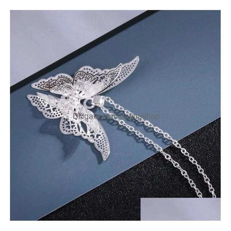 hot necklace earring bracelet suit hollowed-out butterful pendant necklaces sweater chain silver-plated women jewelry fashion