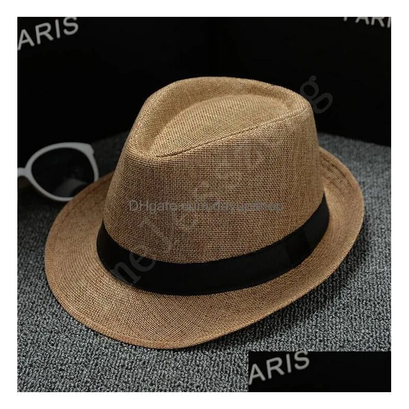 40 colors choose men women soft fedora panama hats cotton/linen straw hats outdoor stingy brim hats spring summer beach sun hat