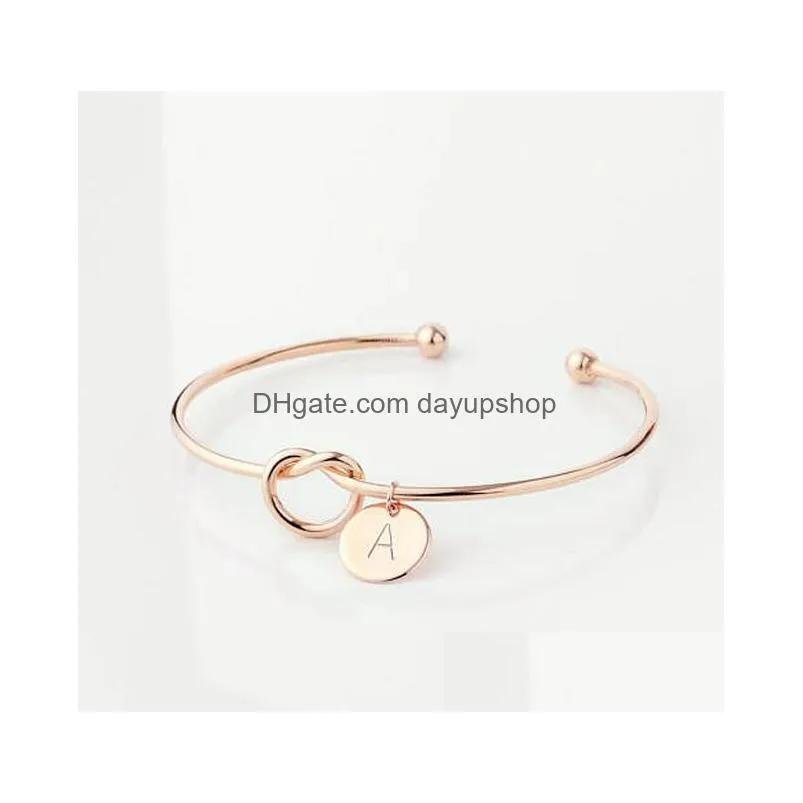 26 letter bracelet 3 color women bracelets bangles non-fading simple heart twist cuff open bracelet adjustable bangle for women