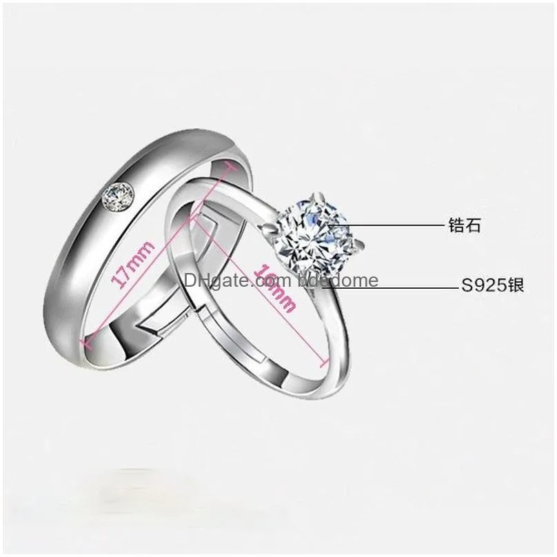 open adjustable band rings silver couple engagement wedding ring for women men fashion jewelry gift will and sandy
