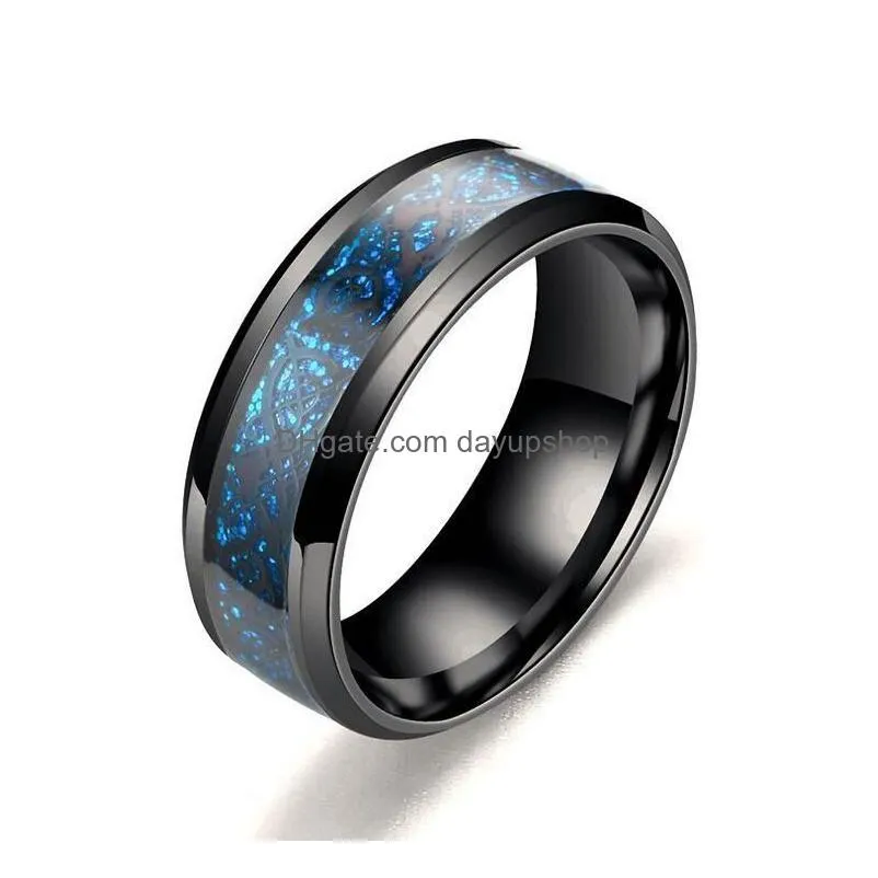 6 colors stainless steel silver gold dragon ring dragon pattern ring wedding band rings for women men lovers wedding ring drop