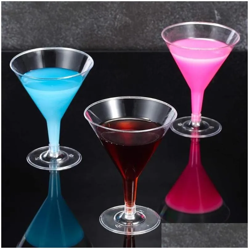 disposable dinnerware 7oz 198.4g plastic martini glass 60pcs transparent mini dessert wine glass