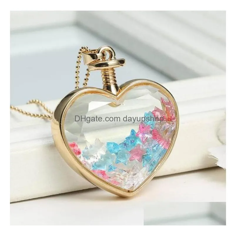 21 color colorful decorative dried flowers necklace pendant natural dry flower plants jewelry heart metal glass necklace nice gift free
