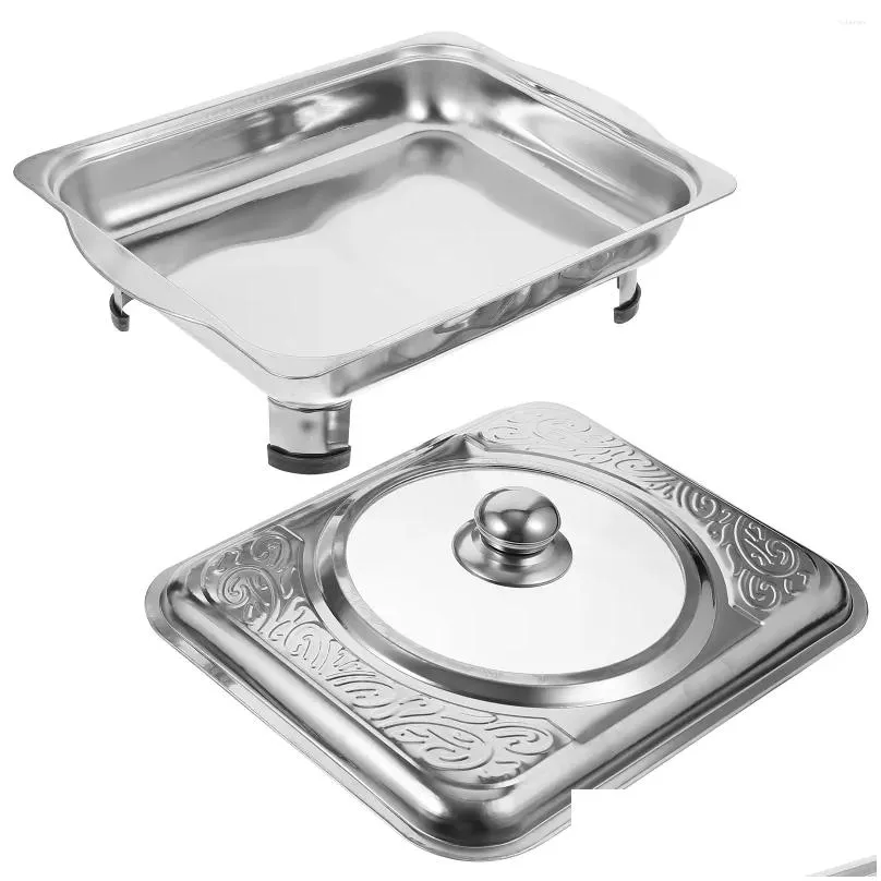 Plates Chafing Buffet Pan Dishset Server Steel Stainless Metal Pot Dishes Fondue Chaffing Warmer Steam Chafer Canteen Basin Melting