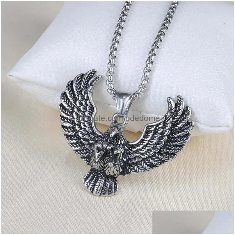 stainless steel  pendant necklace retro celtic bird charm necklaces for men fashion fine jewelry