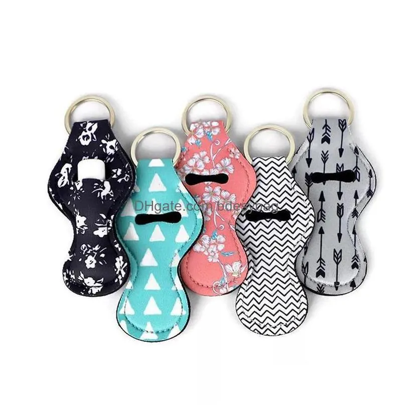 wholesale sublimation blanks chapstick holder keychain neoprene lip balm keychains for diy blank lipstick holders drop dhmhi