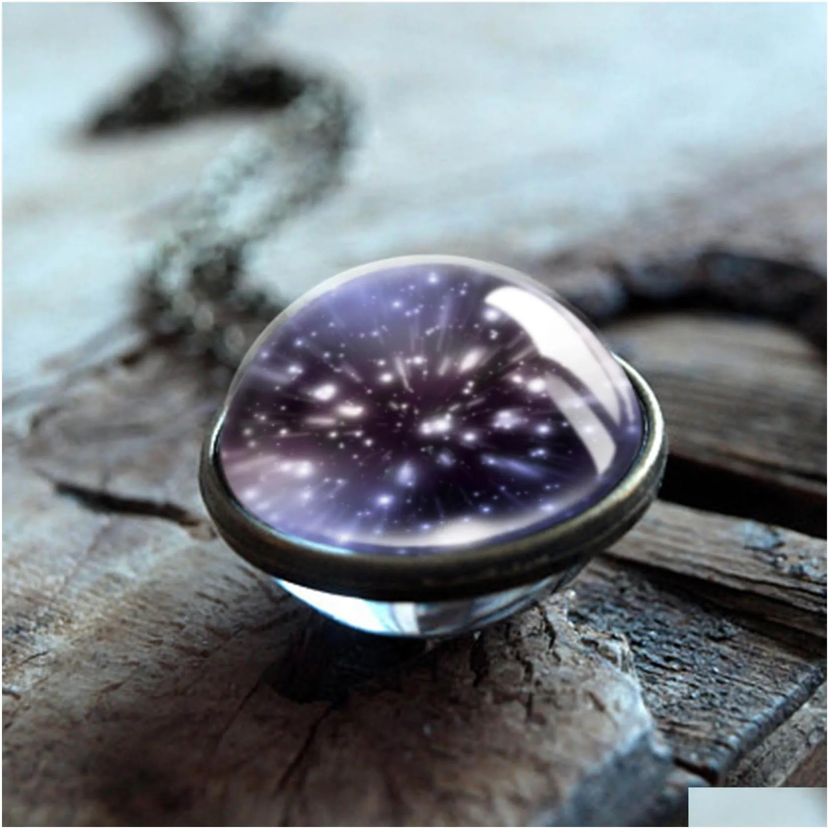 new nebula galaxy double sided rotatable necklaces for wome men universe planet glass art picture pendant handmade statement jewelry in