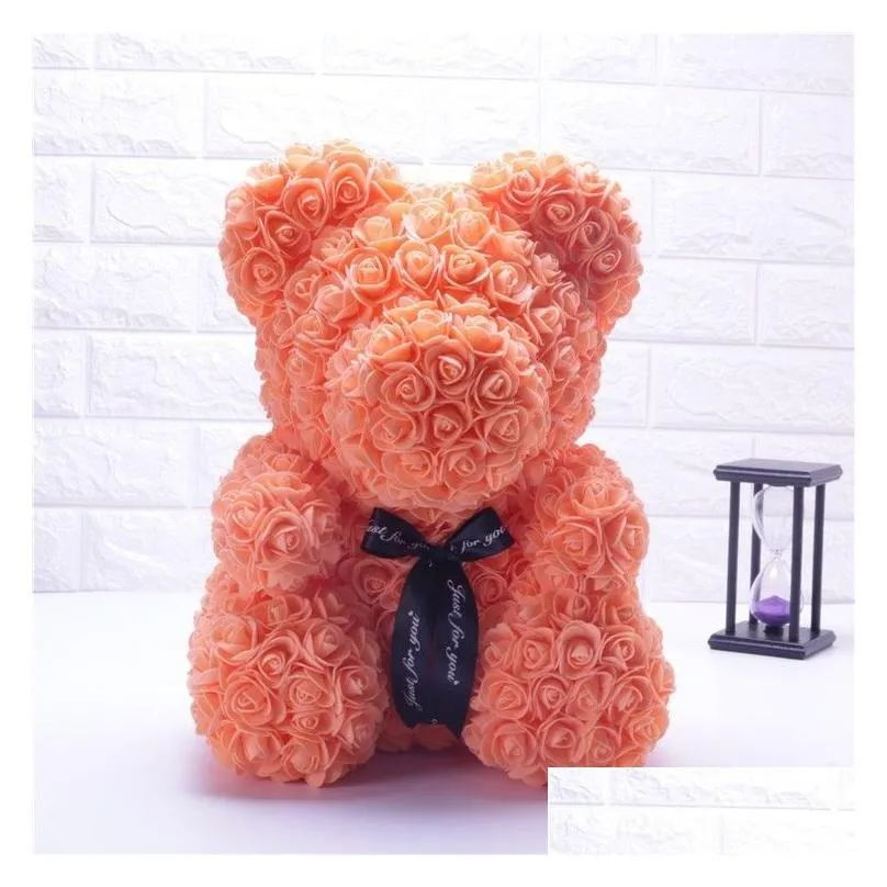 NEW Valentines Day Gift 25cm Red Bear Rose Teddy Bear Rose Flower Artificial Decoration Christmas Gift for Women Valentines