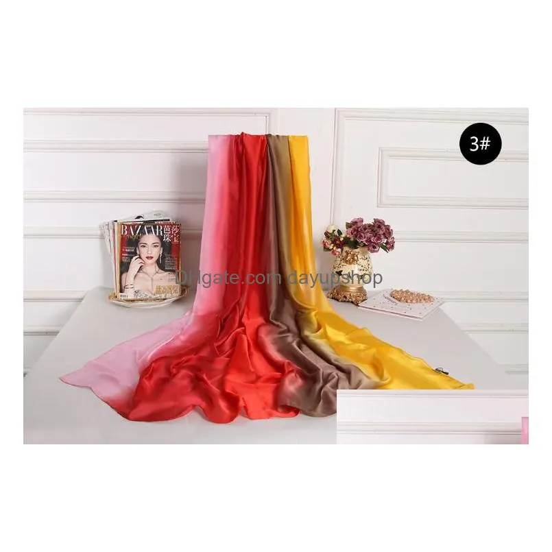 gradient ramp women scarf pashmina large size fashion spring summer beach towel silky sunshade shawl scarves wedding gifts wholesale