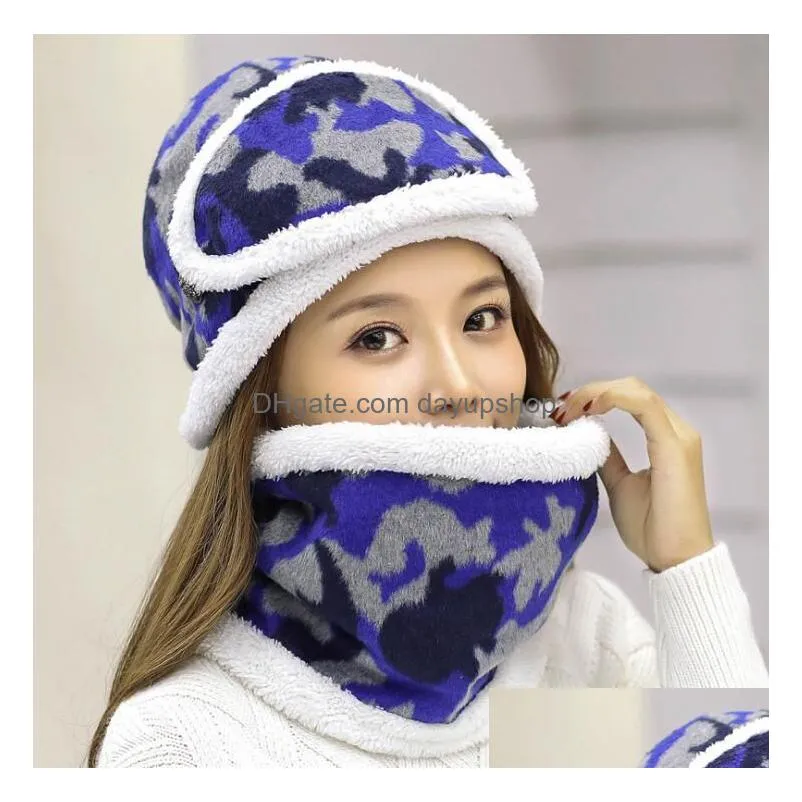 21 designs winter knitted hat 3-piece suit hat+scarf+respirator with mask hood beanie scarf caps outdoor warm hats