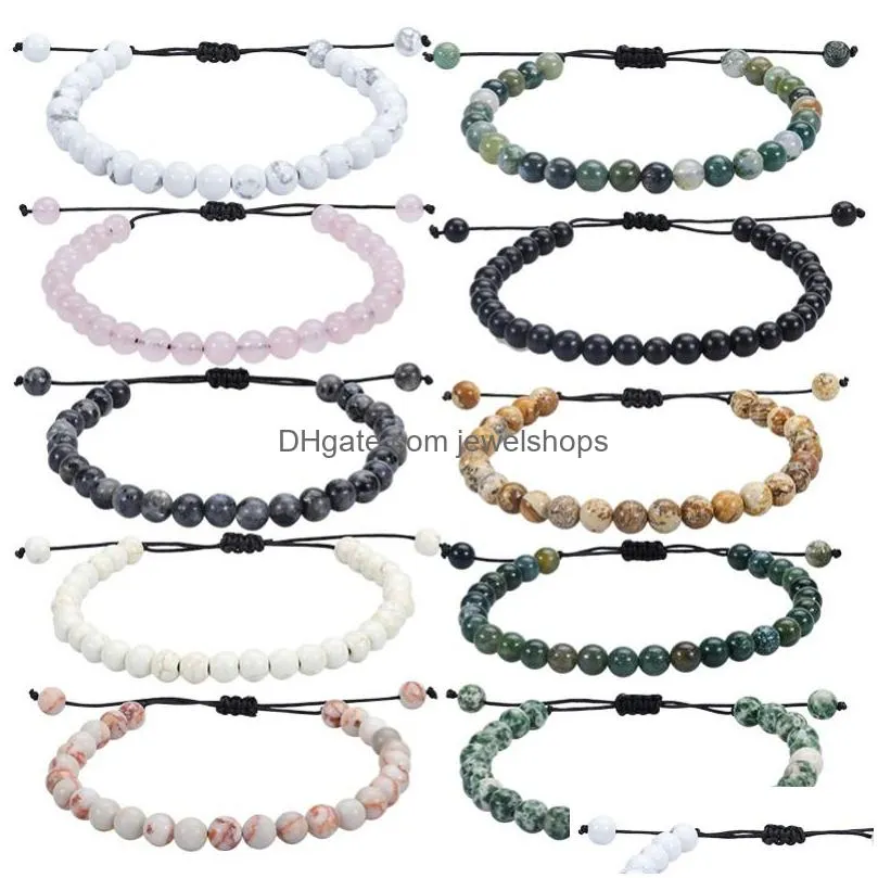 6mm natural stone healing crystal beaded bracelet women men handmade precious gemstone round bead adjustable bracelets jewelry