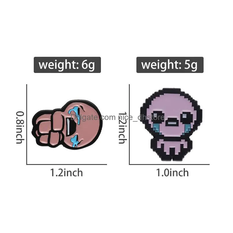 the binding of isaac cry brooch enamel pin custom retro cute pixel game metal badge lapel backpack jewelry gift for kids friends