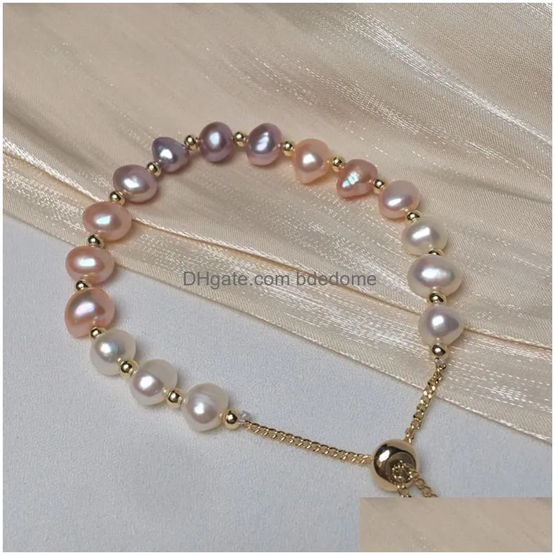 natural  water baroque pearl bracelet ladies girls adjustable beaded bracelets wrap fashion jewelry