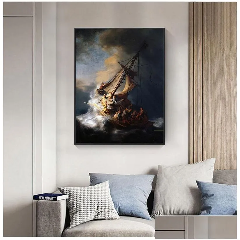 paintings rembrandt ship canvas oil painting hd wall art prints picture for living room modern home decor posters 1 piece no