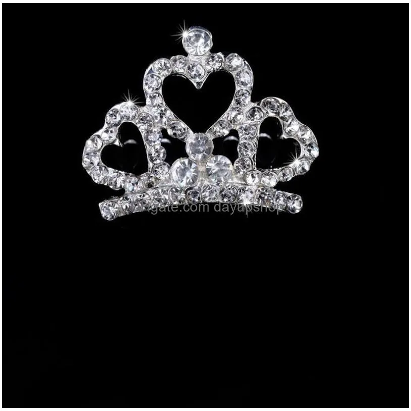 new korean version of children`s small crown hair clip accessories cartoon fashion girl crystal headdress hairpin