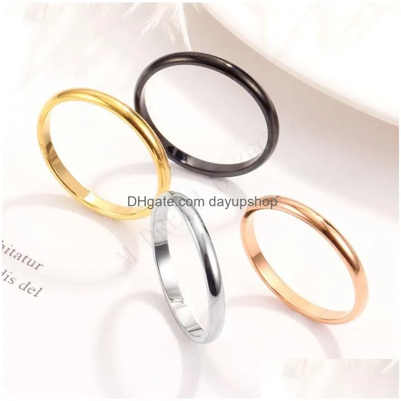 new arrival 2mm stainless steel glossy ring 4 colors fine ordinary midi slim stacking rings couple lucky engagement wedding jewelry-y