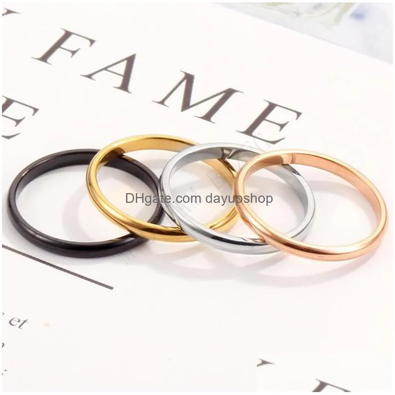 new arrival 2mm stainless steel glossy ring 4 colors fine ordinary midi slim stacking rings couple lucky engagement wedding jewelry-y
