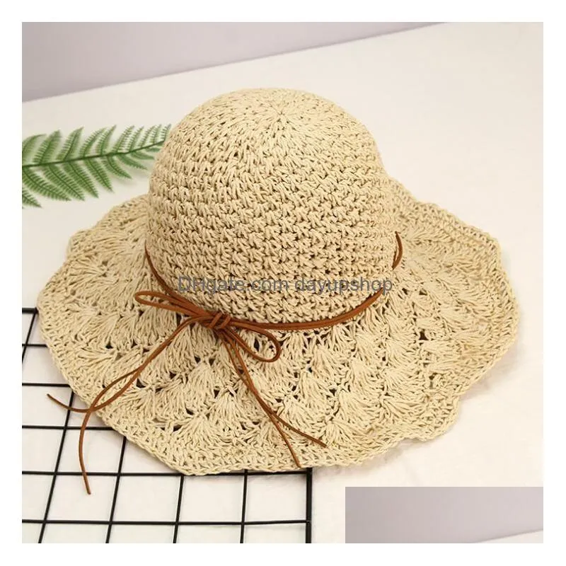 14 designs women straw hats with bow-knot handmade sun hat snapback fashion folding gorras wide brim hats sun bonnet
