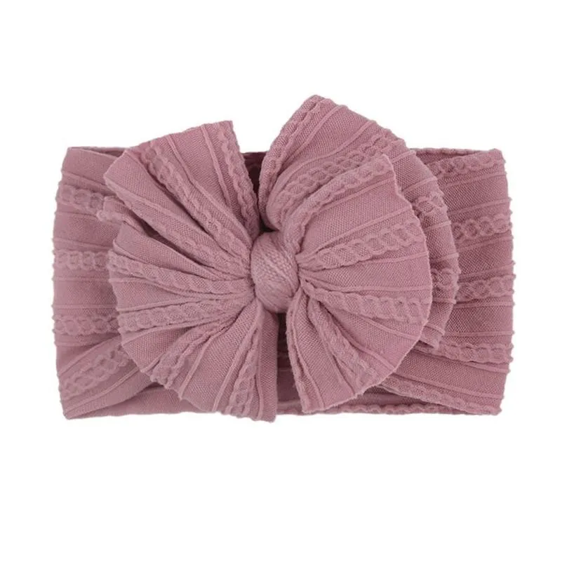 2021 soft nylon jacquard hair accessories childrens hairband baby super stretch bow girls big bows solid headbands m2870