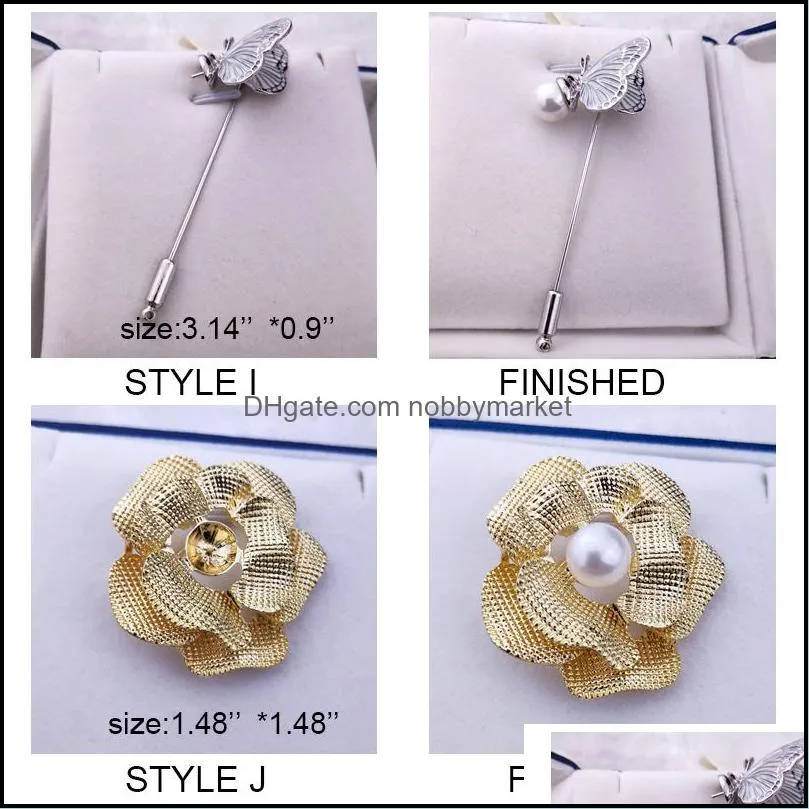 DIY Pearl Brooch Setting Rhinestone Brooch for Women Pearl Jewelry Settings Fashion Accessories 12 styles DIY Pearl Pins Christmas