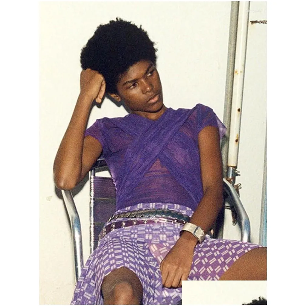 Women`s T Shirts Mesh See Through Shirt Women Cross Strap Slim Crop Top Short Sleeve Aesthetic Clothes Purple Solid Streetwear Ropa De